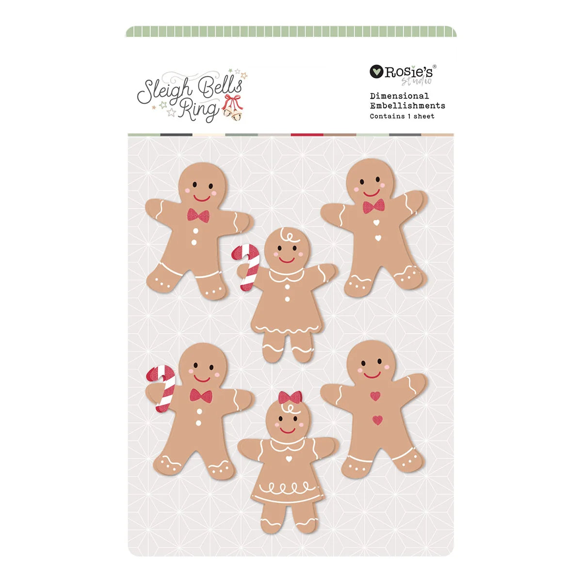 Spellbinders - Sleigh Bells Ring - Dimensional Acetate Stickers Gingerbread by Rosie's Studio