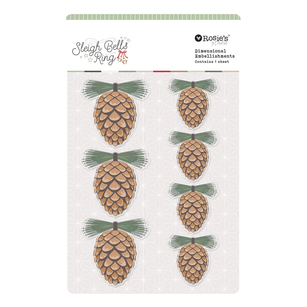 Spellbinders - Sleigh Bells Ring - Dimensional Acetate Stickers Pinecones by Rosie's Studio