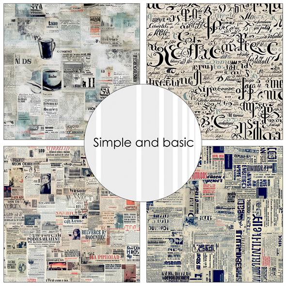 Simple and Basic Design Papers - Newspaper - 6x6"
