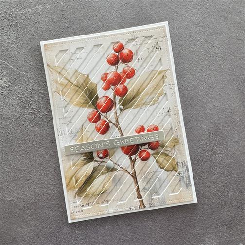 Simple and Basic - Dies - A6 Rectangle - Diagonalt Striped Panel with piercing
