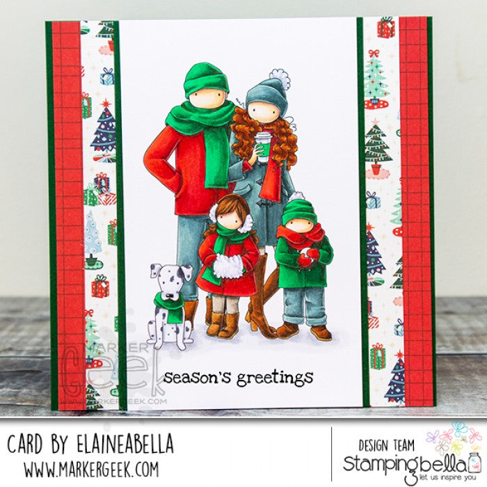 Stamping Bella - Cling Mounted Stamp - Uptown Winter Family & Dog