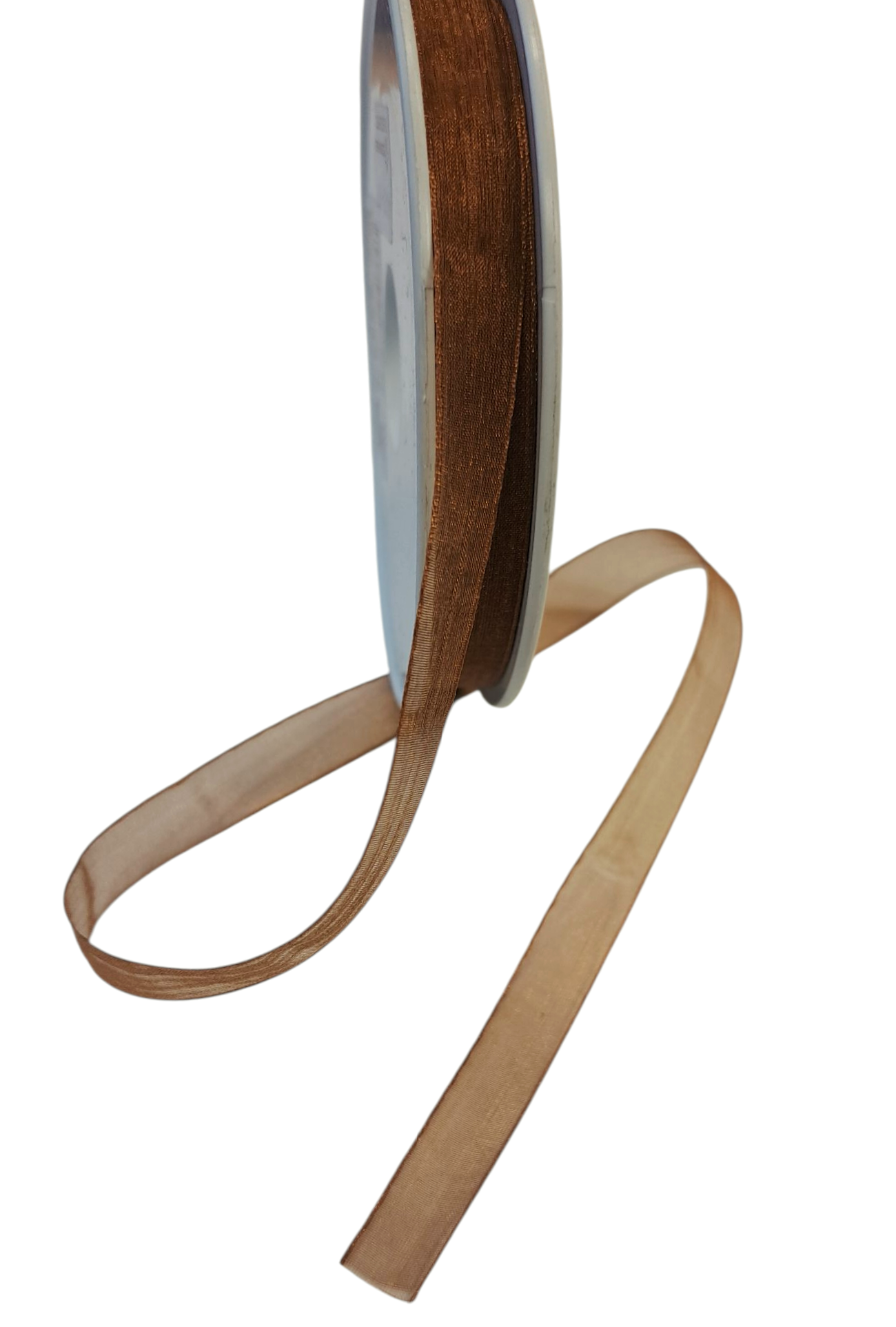 Bånd - Sheer - Organza - Kobberbrun - 1 cm - METERSVIS