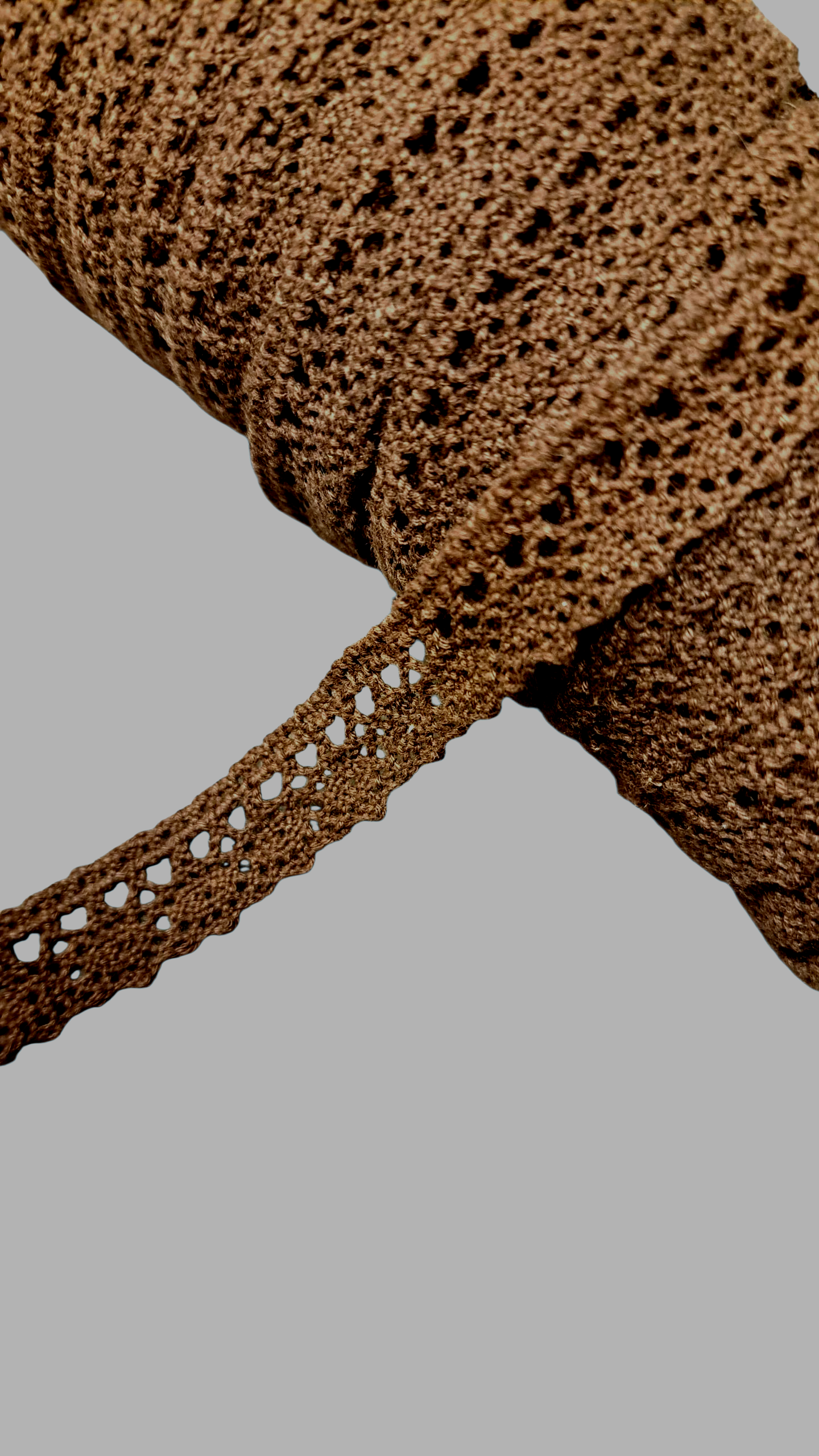 Crochet Lace Ribbon - Brown (metervis)