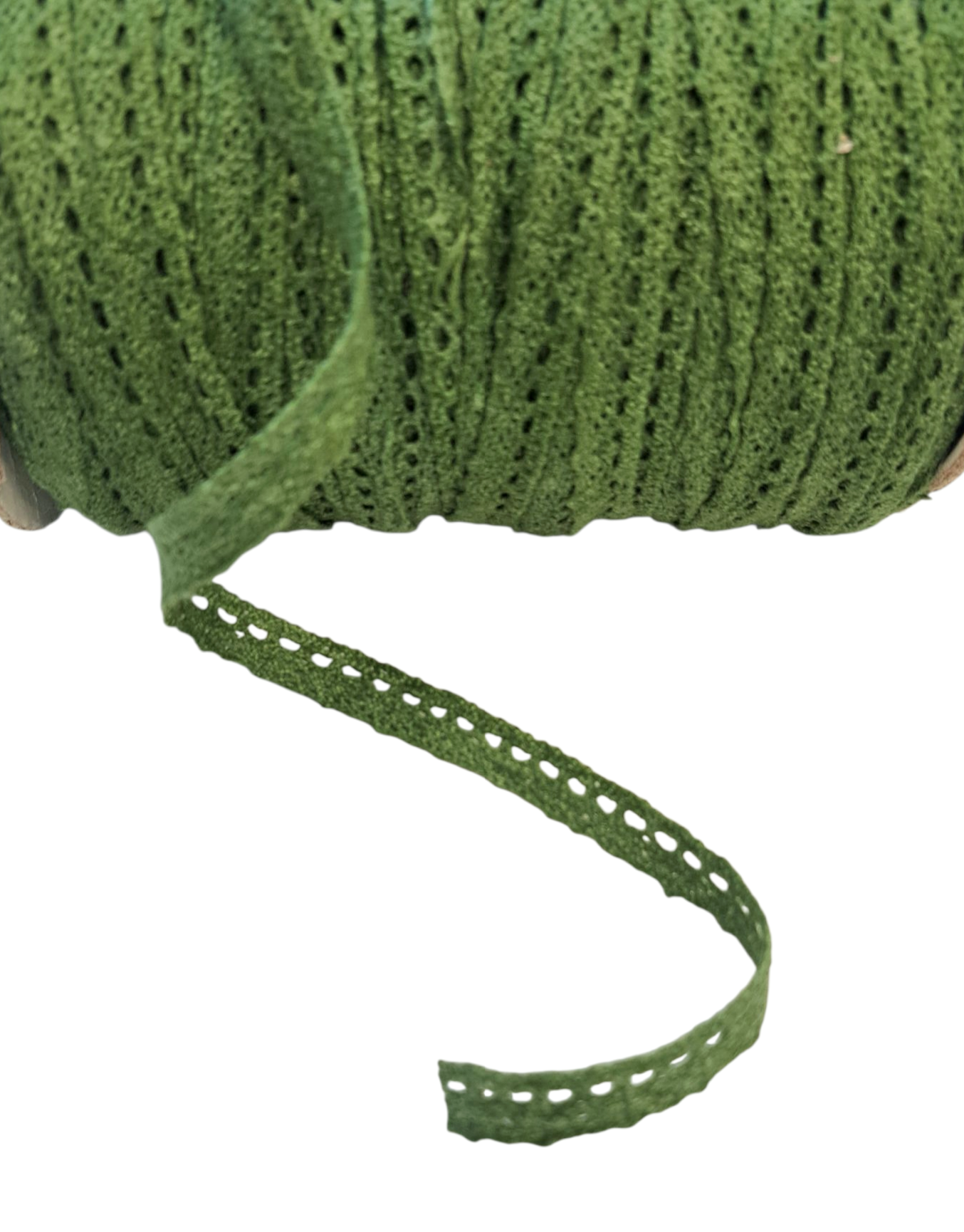 Crochet Lace Ribbon - Olive Green (metervis)