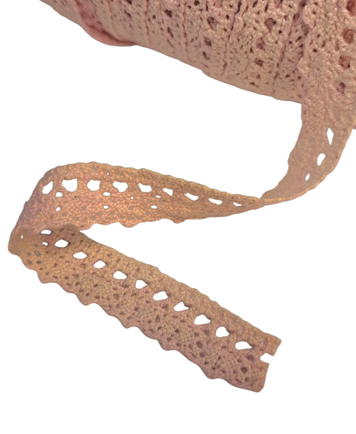 Crochet Lace Ribbon - Light Rose (metervis)