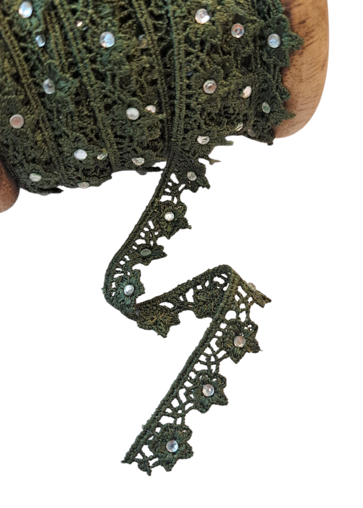 Ludvig - Lace with stones - Dark Olive (metersvis)