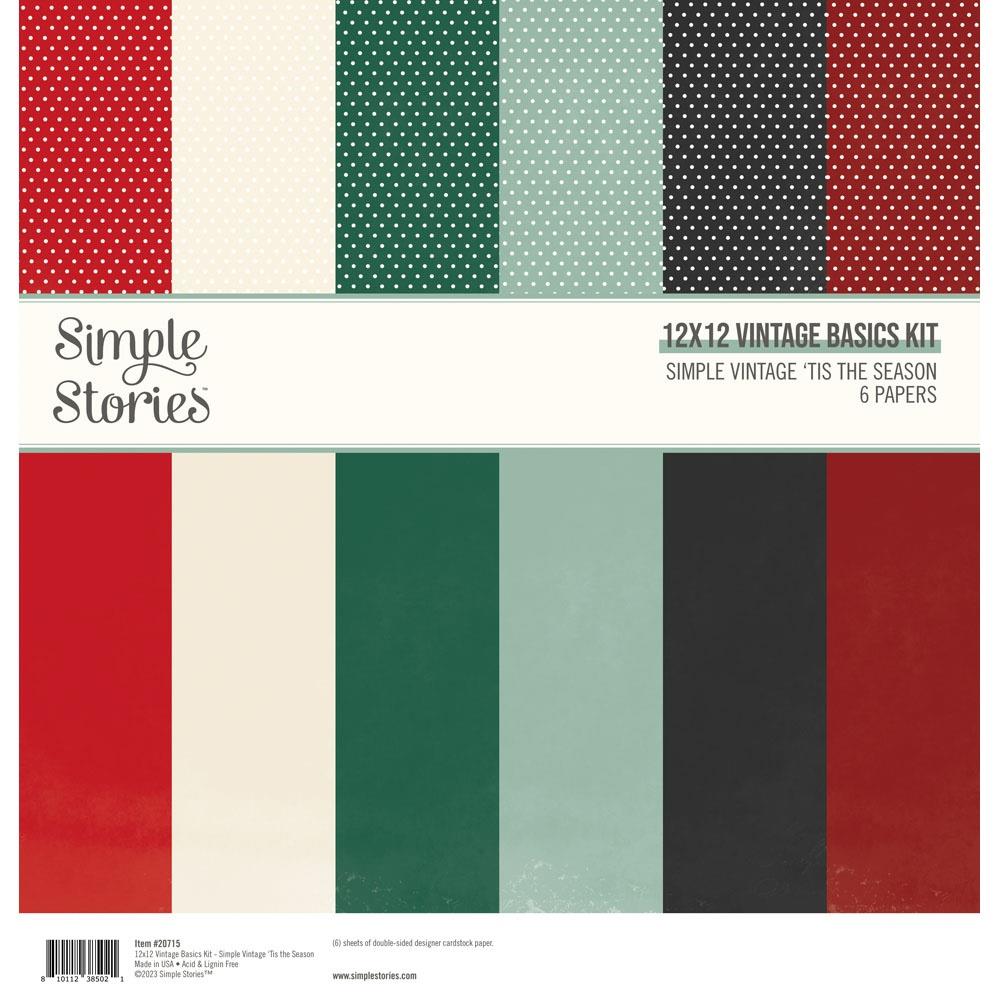 Simple Stories - Tis the season - Basics  Paper Pack - 12 x 12"