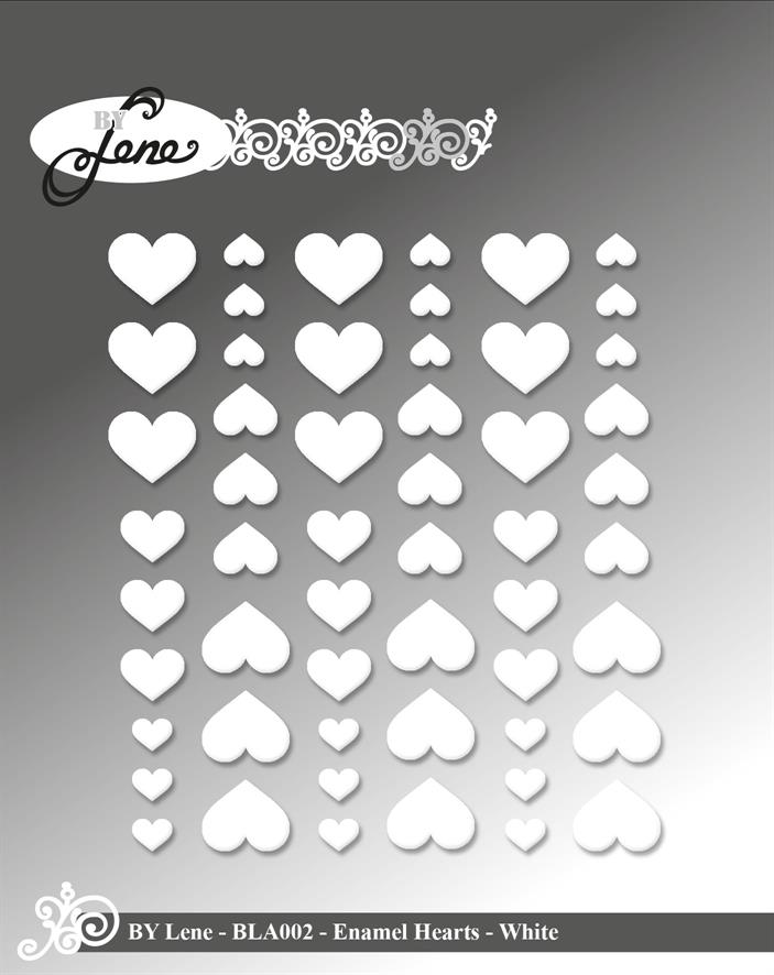 By Lene - Enamel Hearts - White