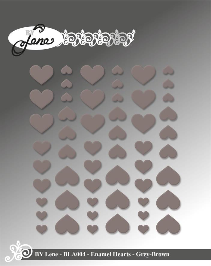 By Lene - Enamel Hearts - Grey/Brown