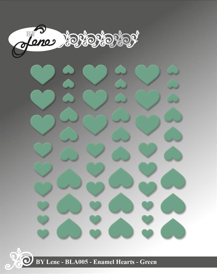 By Lene - Enamel Hearts - Green