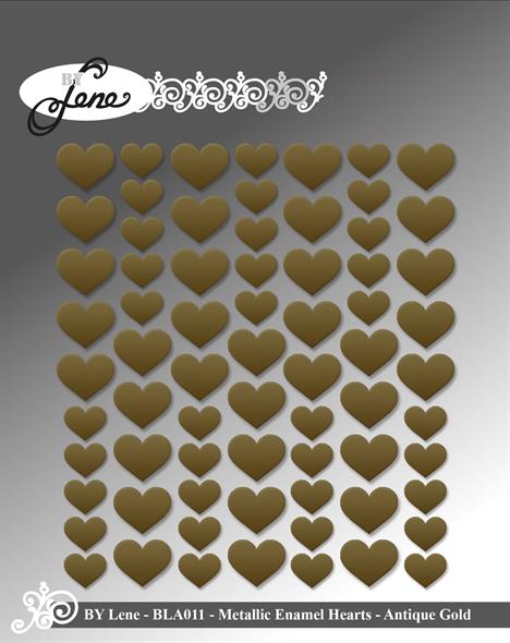 By Lene - Metallic Enamel Hearts - Gold