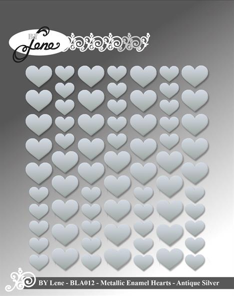 By Lene - Metallic Enamel Hearts - Silver