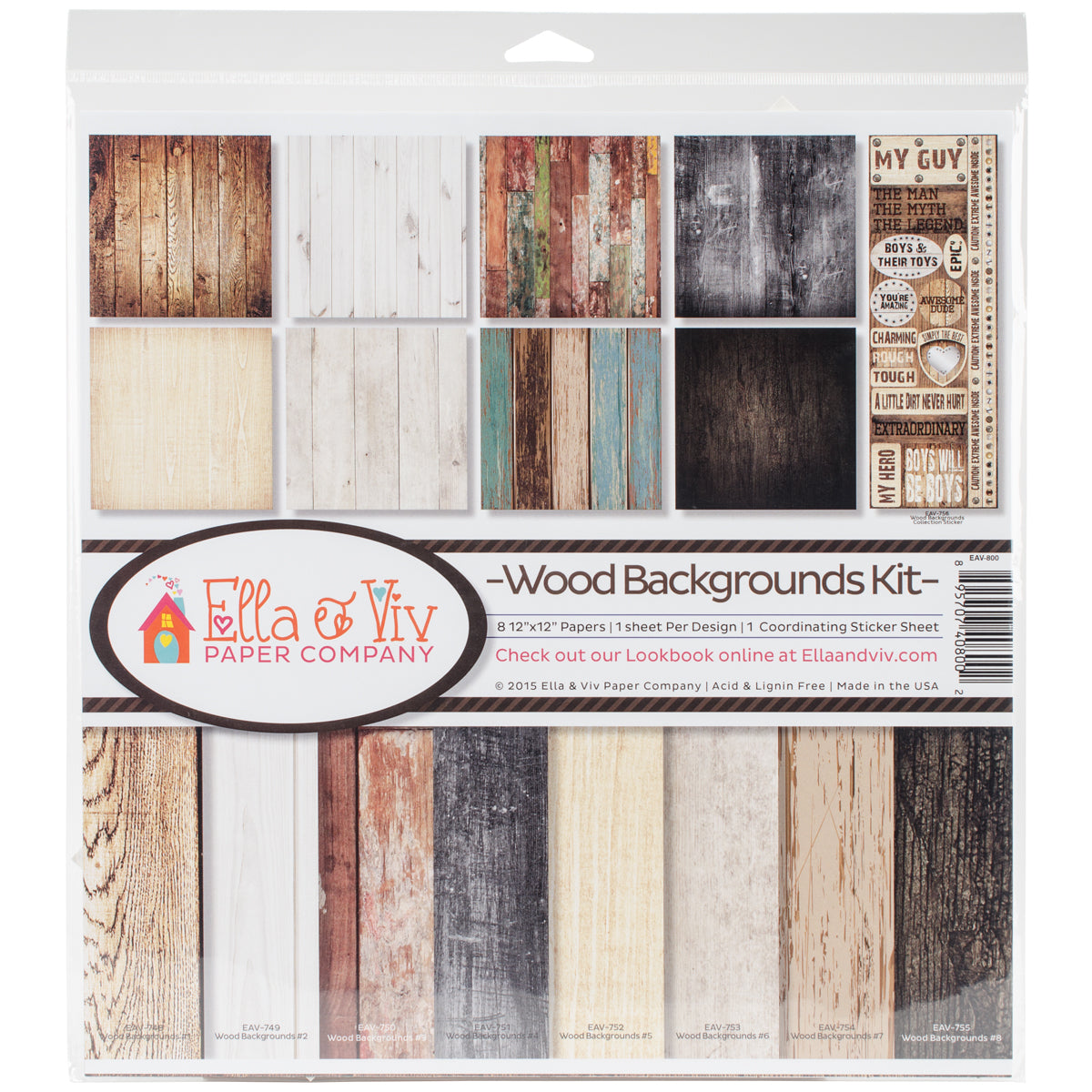 Ella & Viv - Wood Background Kit - 12 x 12"