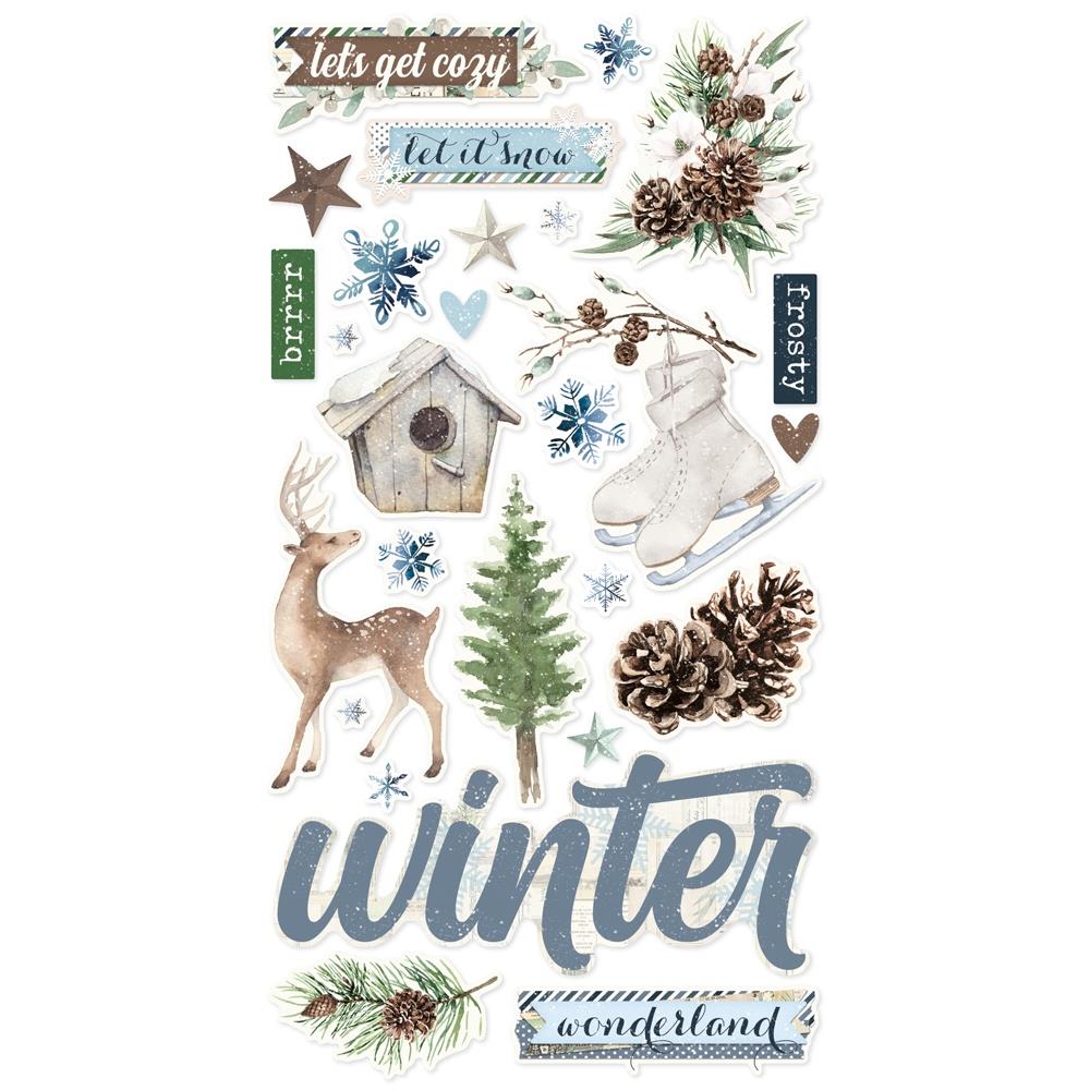 Simple Stories - Fresh Snow - Chipboard Stickers