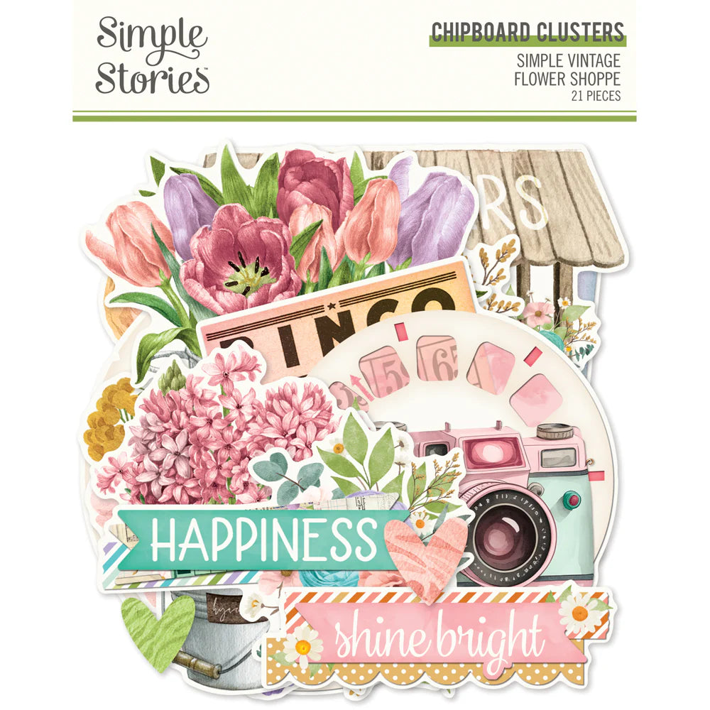 Simple Stories - Floral Shoppe - Chipboard Clusters