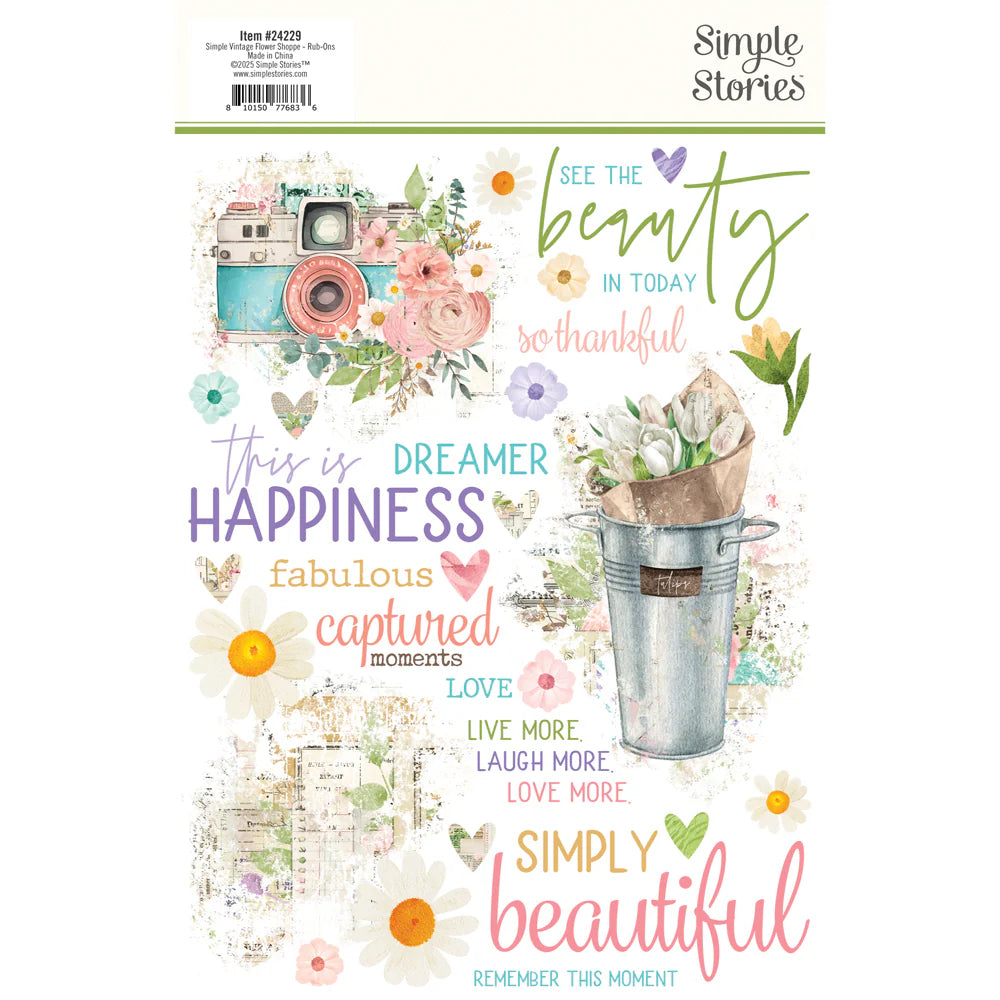 Simple Stories - Flower Shoppe - Rub On Transfers
