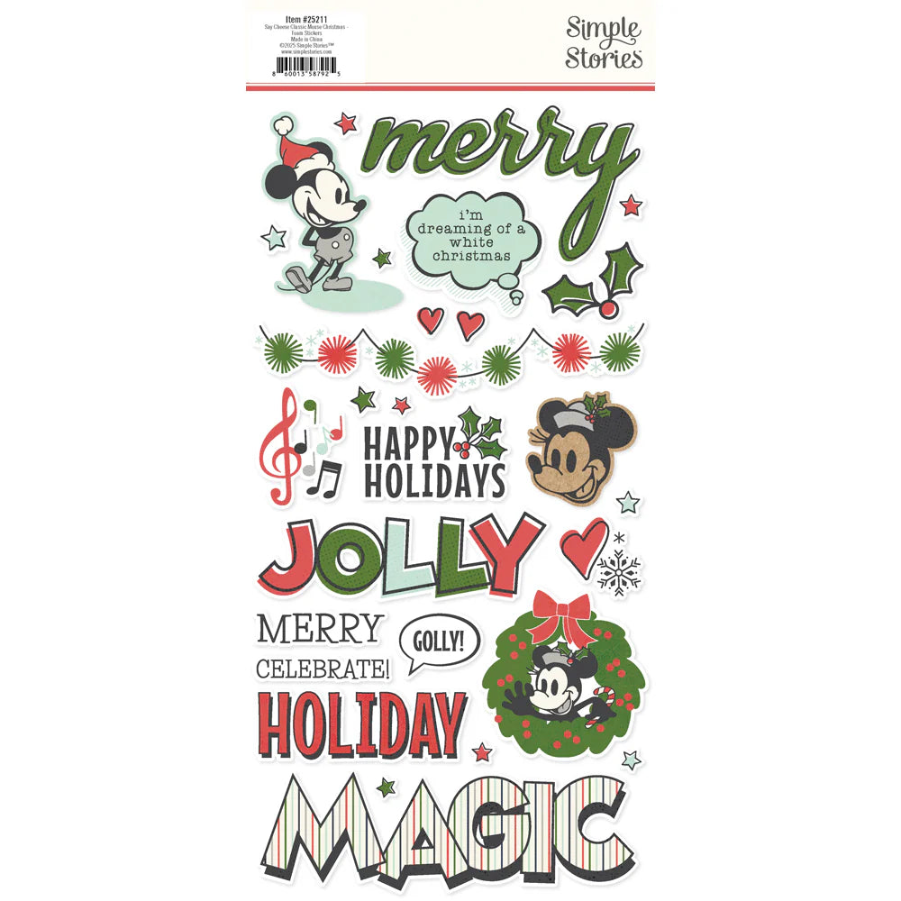 Simple Stories - Say Cheese Classic Mouse - Christmas - Foam Stickers