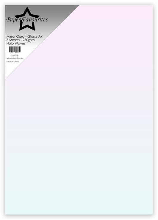 Paper Favourites - Mirror Card - Foil - Holo Waves -     A4 -5 pk