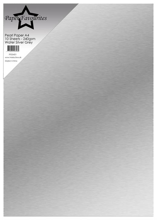 Paper Favourites - Pearl Paper - Water Silver Grey - A4 - 10 pk - 240 gr
