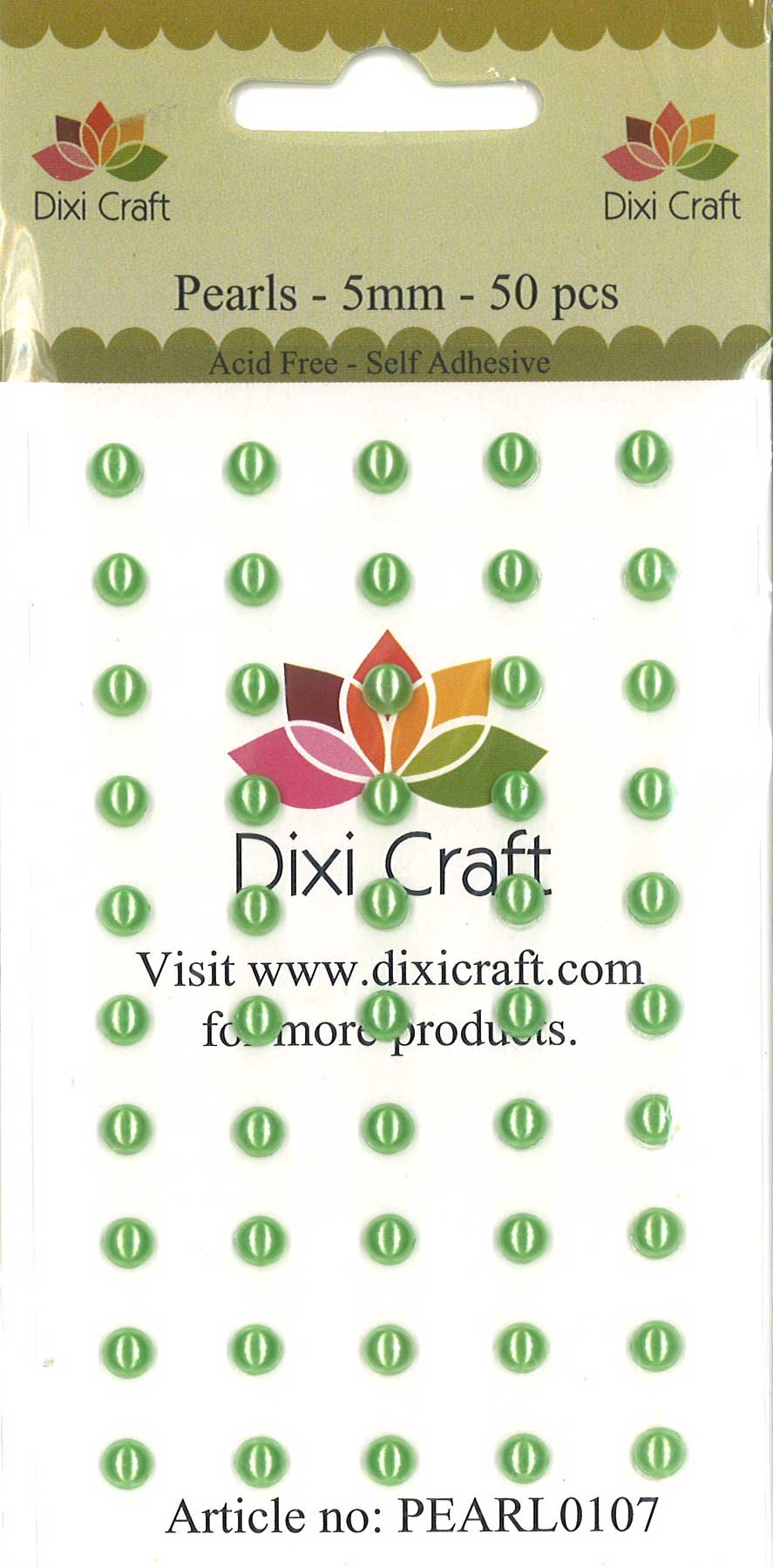 Dixi Craft - Pearl - Lime halvperler - 5mm