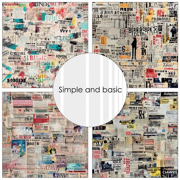 Simple and Basic Design Papers - Newspaper - 12 x 12"