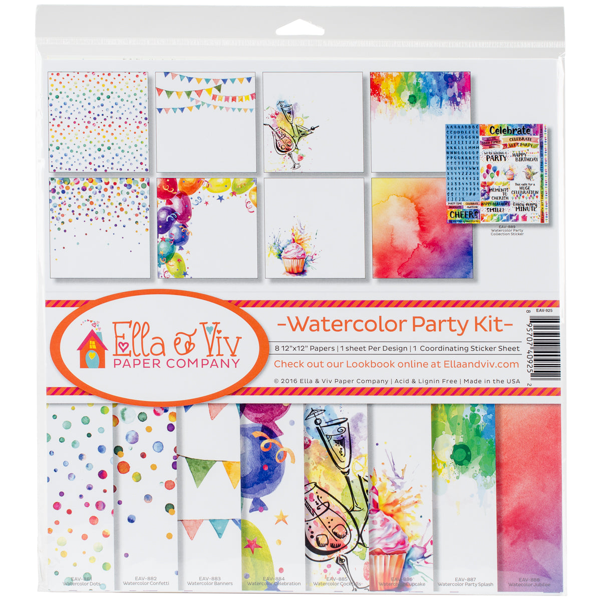 Ella & Viv - Watercolor Party Kit - 12 x 12"