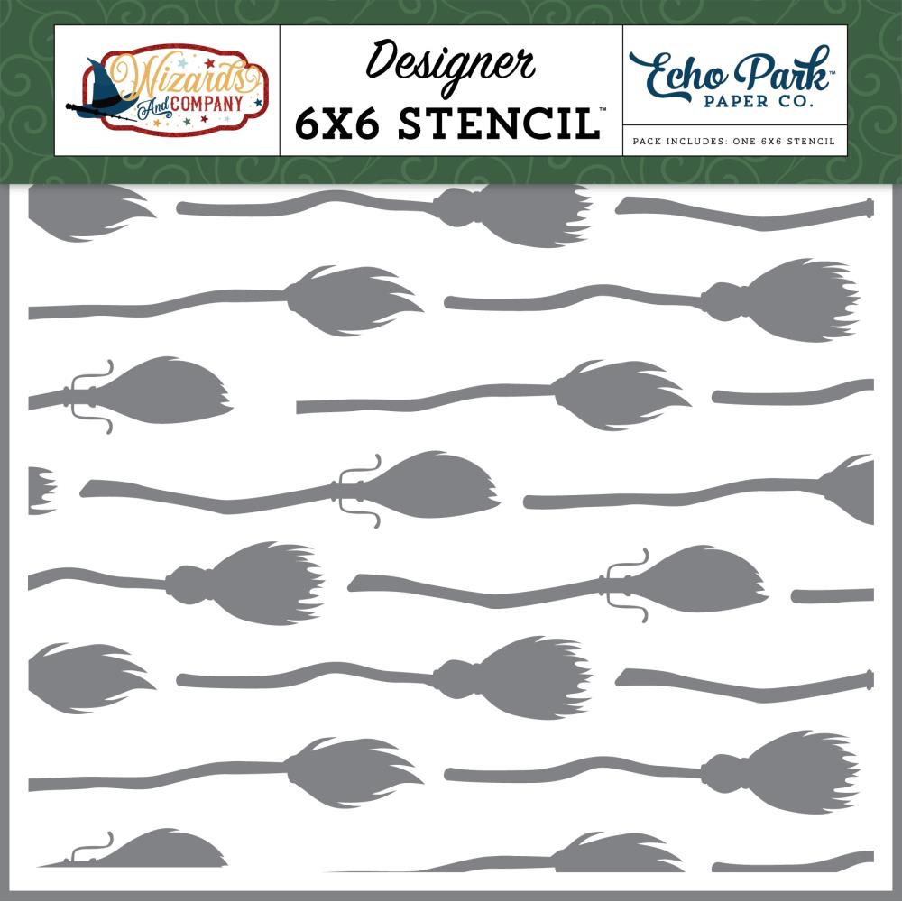 Echo Park - Stencil - Wizards and company - Brooms - 6 x 6"