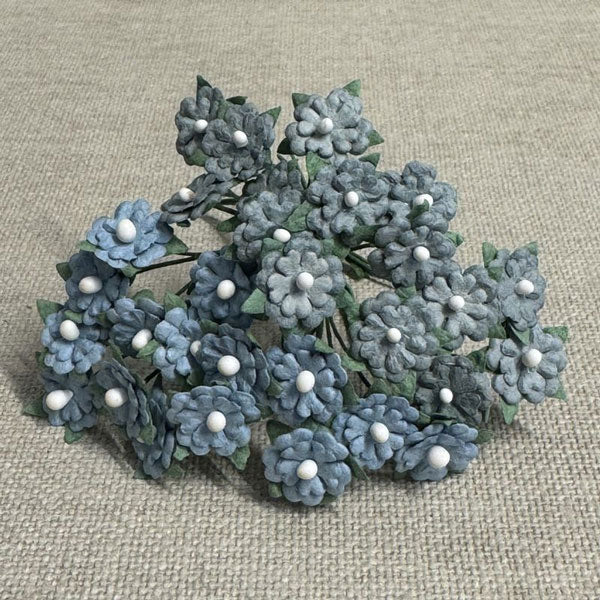 Papirdesign - Miniblomster - Vintage blå