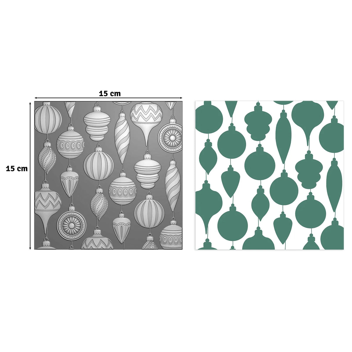 Vaessen Creative - 3D embossingfolder + Stencil - Christmas Baubles