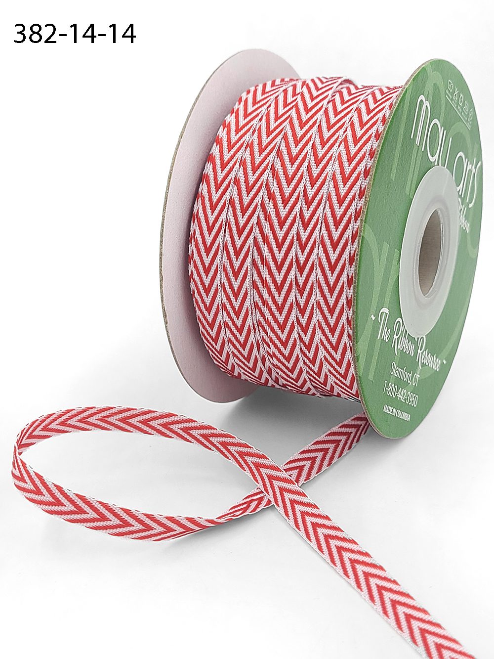 May Arts - Chevron Stripes Ribbon - Red - Metersvis