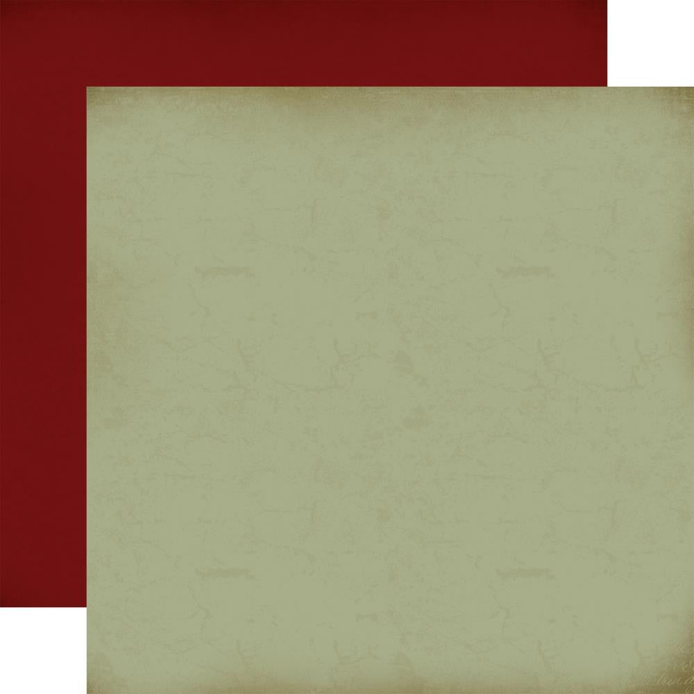 Carta Bella - A Vintage Christmas - Dark Red/Light Green solid paper - 12x12"