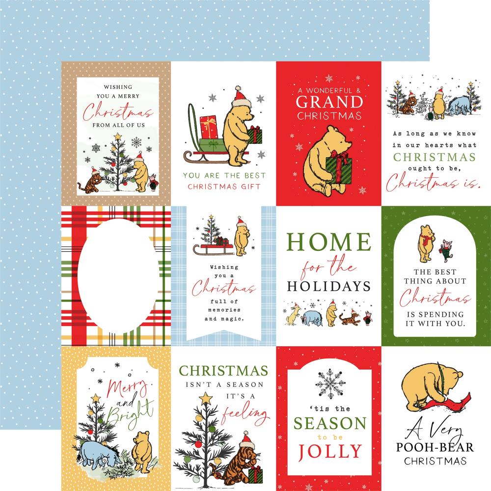 Echo Park - Winnie the Pooh Christmas - 3x4" Journaling Cards - 12 x 12"