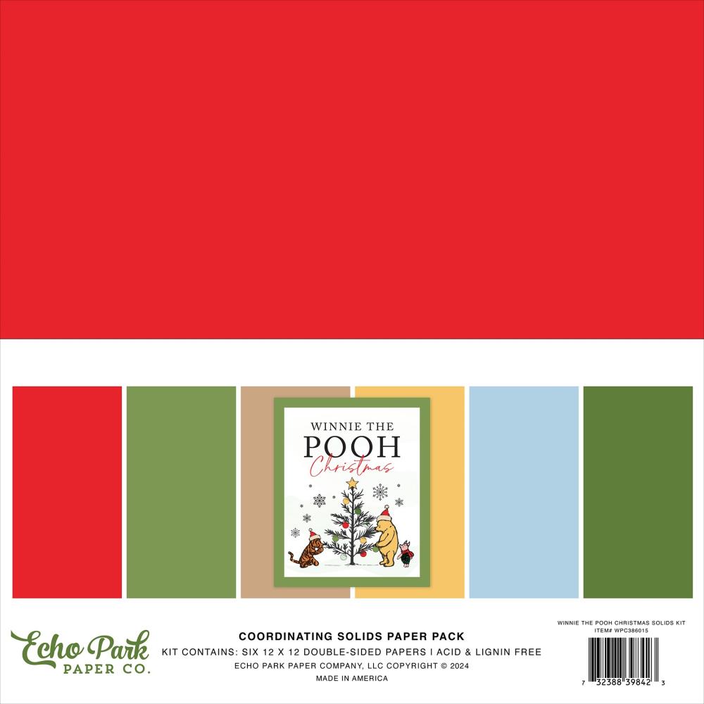 Echo Park - Winnie the Pooh Christmas - Solids - 12 x 12"
