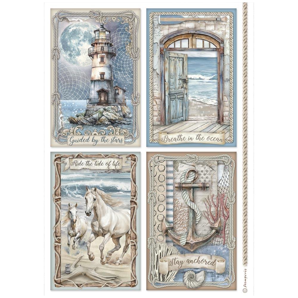 Stamperia - Silent Sea - 4 cards - Rice Paper A4