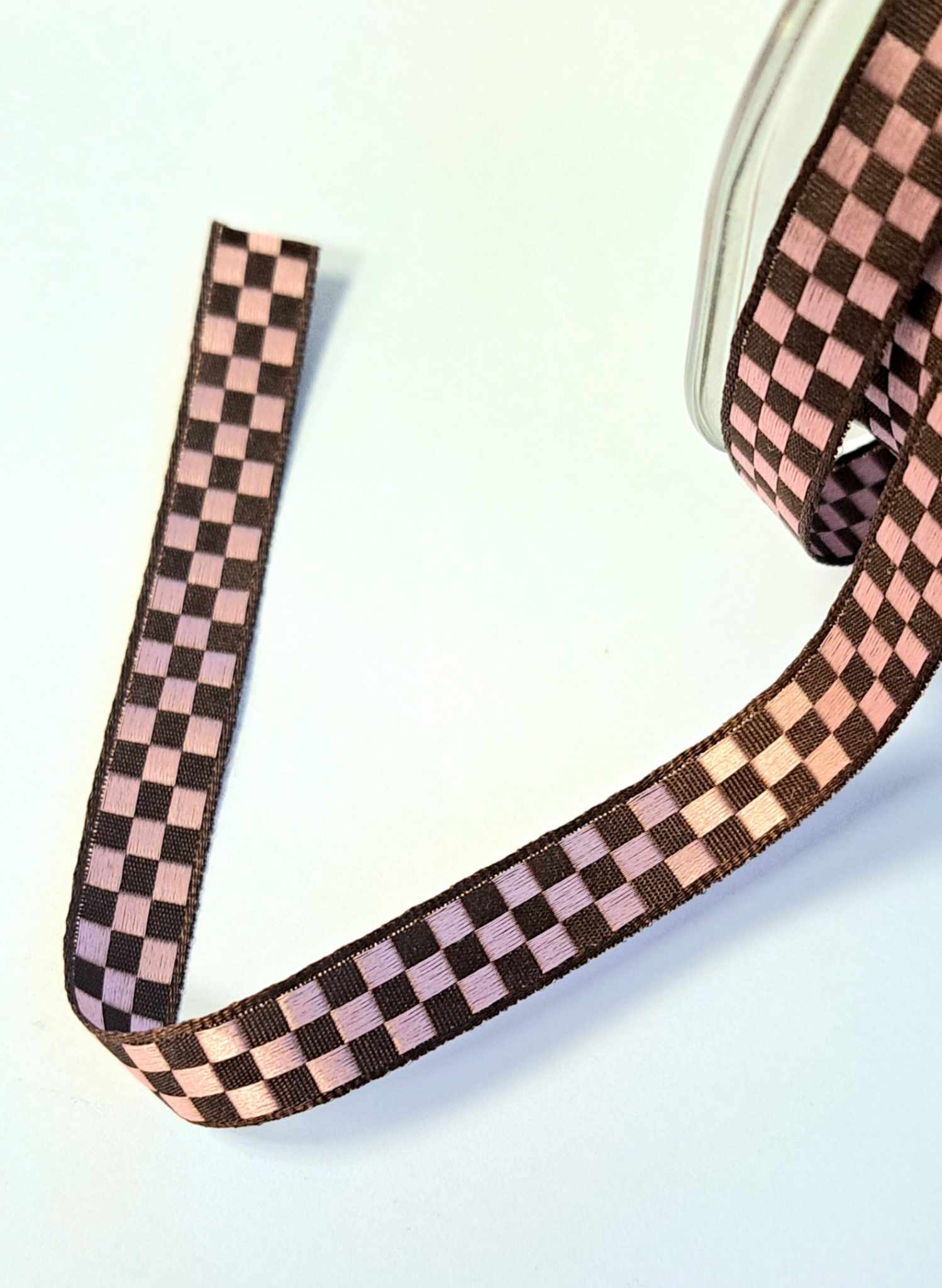 May Arts Ribbon Checkered Pink / Brown (metervis)