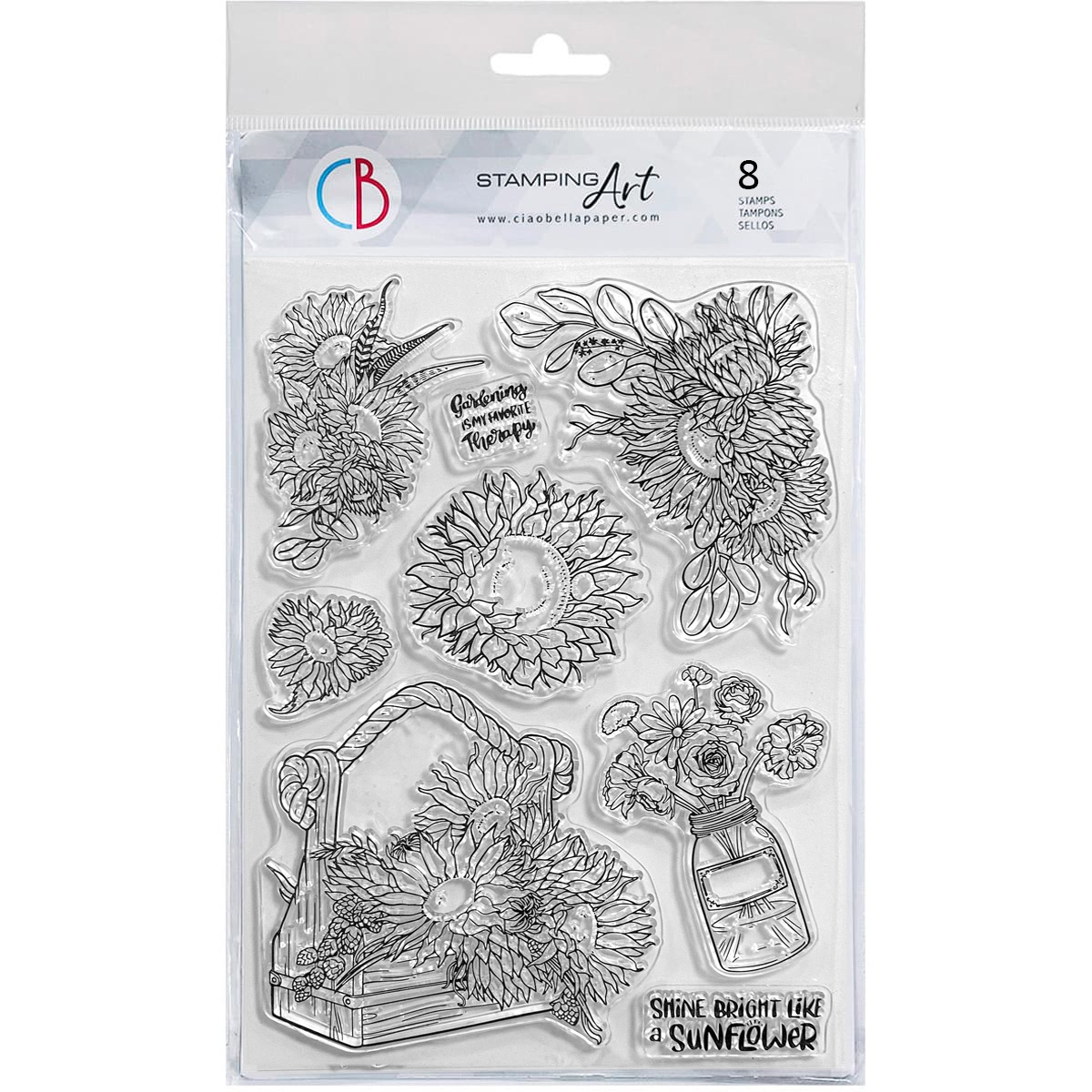 Ciao Bella - Clear Stamps - Farmhouse Garden - Growing Sunflowers - 6 x 8"