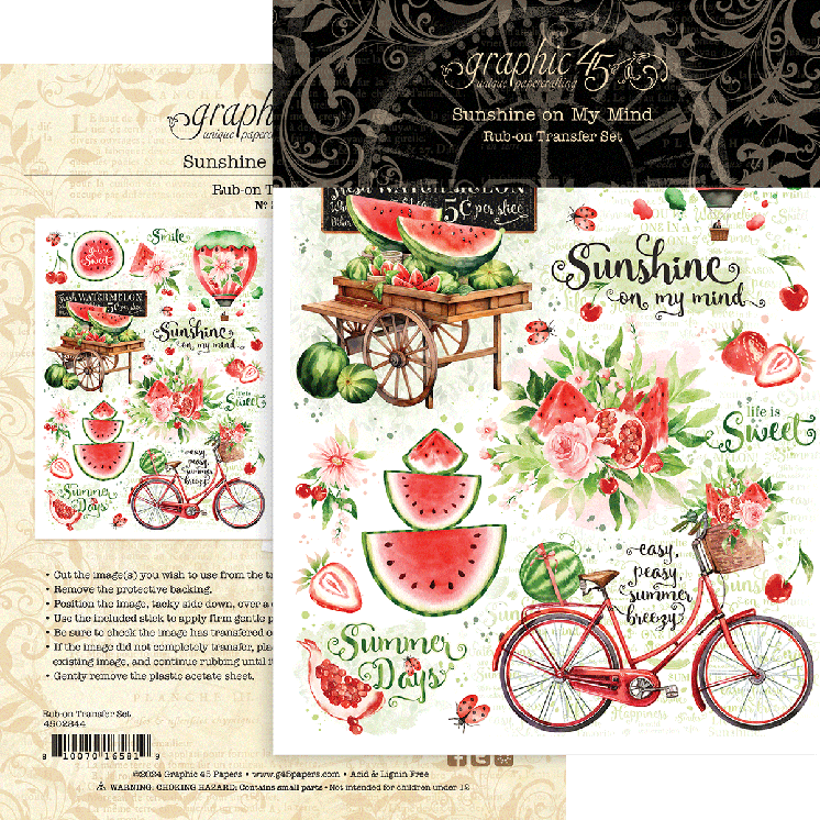 Graphic 45 - Rub On Transfers - Sunshine on my mind