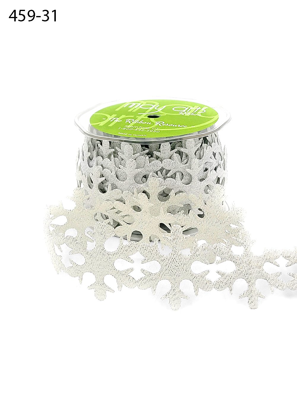 May Arts - Satin Cut Outs Ribbon - Snowflakes (metervis)