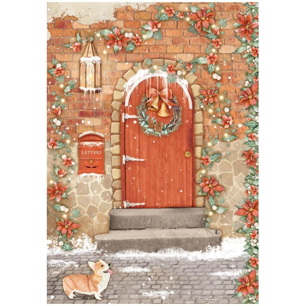 Stamperia - All around christmas - Red door - Rice Paper A4