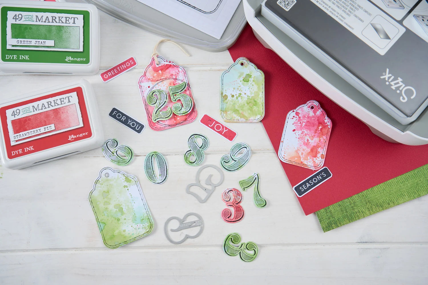 Sizzix - 49 and Market - Clear Stamps Set w/Framelit Dies Holiday Tags