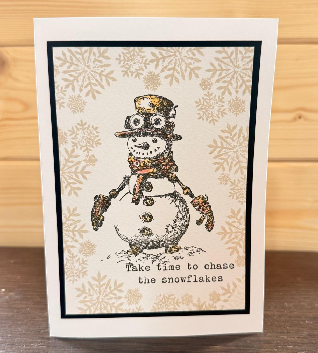 IndigoBlu - A6 Red Rubber Stamp - Steampunk Snowman