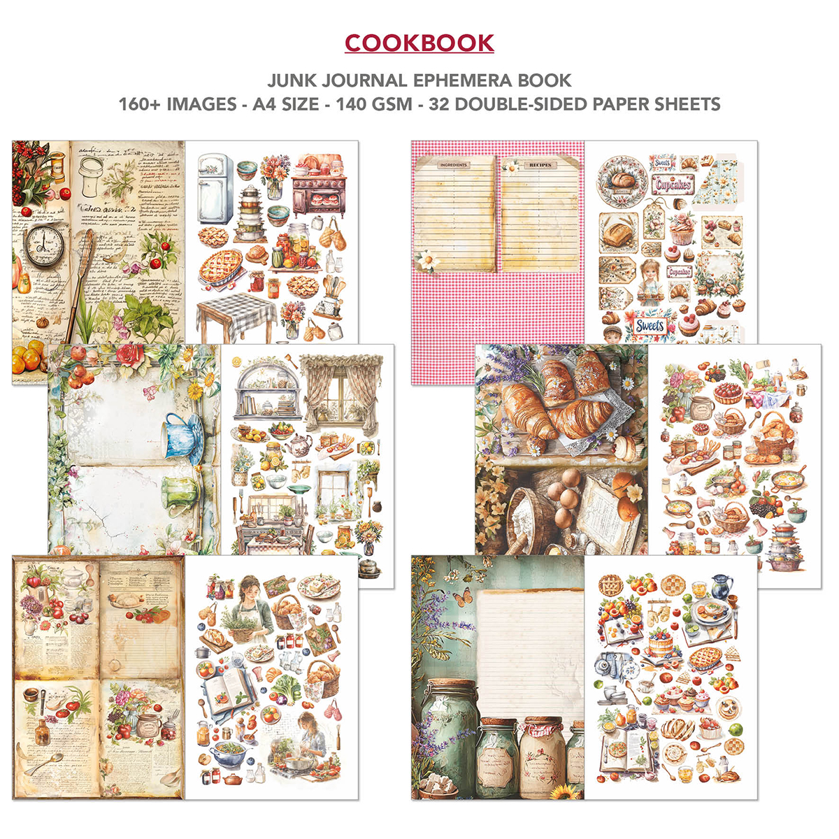 Ciao Bella - Junk Journal & Ephemera Book - Cookbook