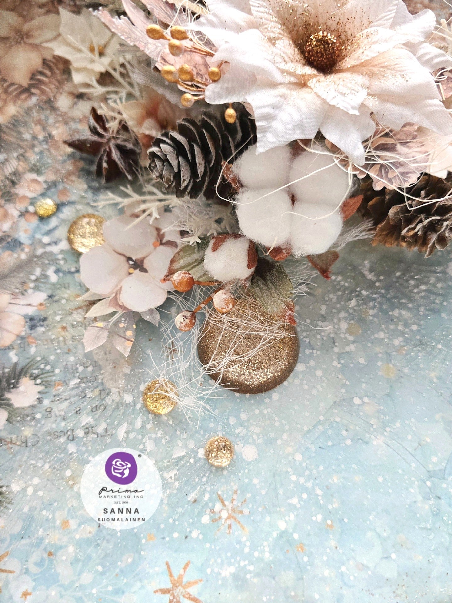 Prima - Twinkle & Treats - Flowers - Snowy Cotton