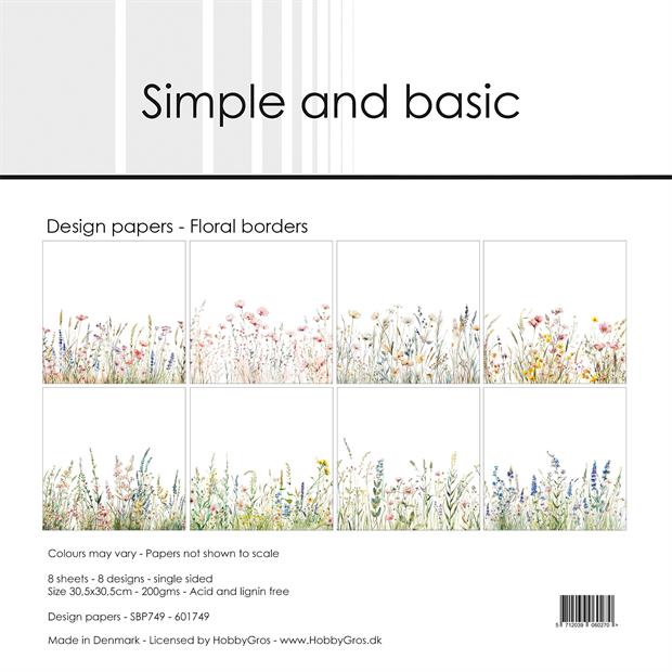Simple and Basic - Floral Borders - Paper Pack    12 x 12"