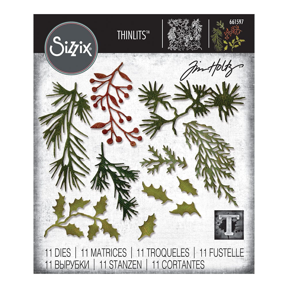 Sizzix - Tim Holtz Alterations - Thinlits - Mini Holiday Greens