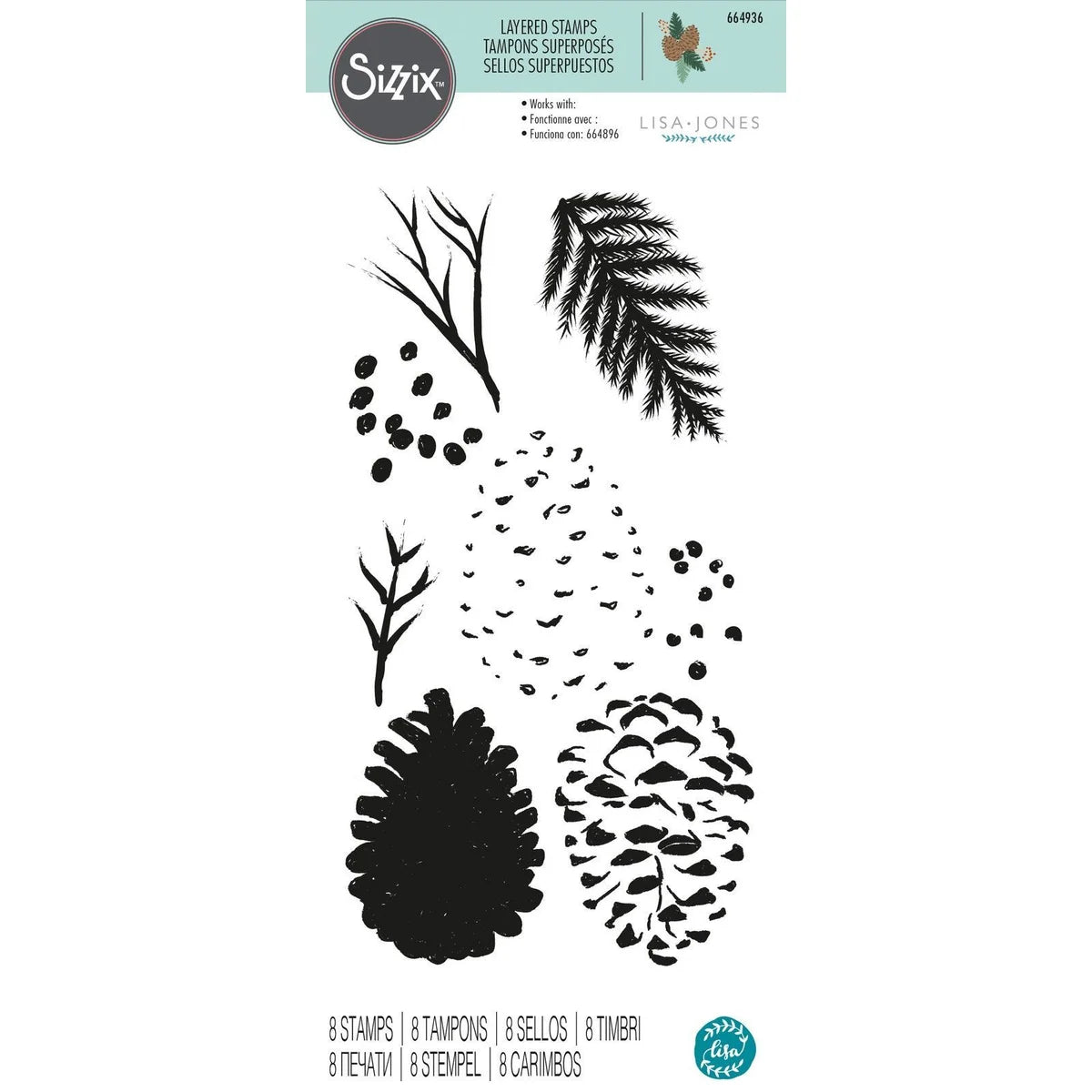Sizzix - Lisa Jones - Clear Stamp - Pine Branches