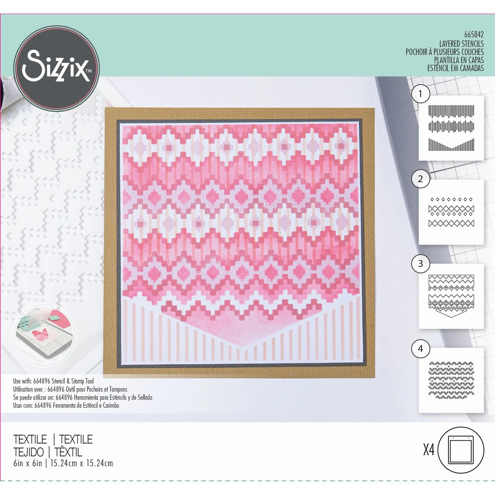 Sizzix - Layered Stencil Set - Textile