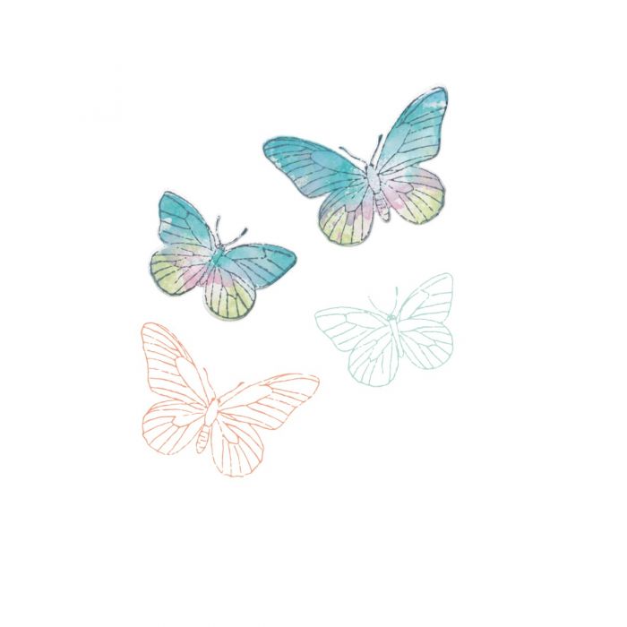 Sizzix - 49 & Market - Framelits dies & clear stamp - Painted pencil butterflies