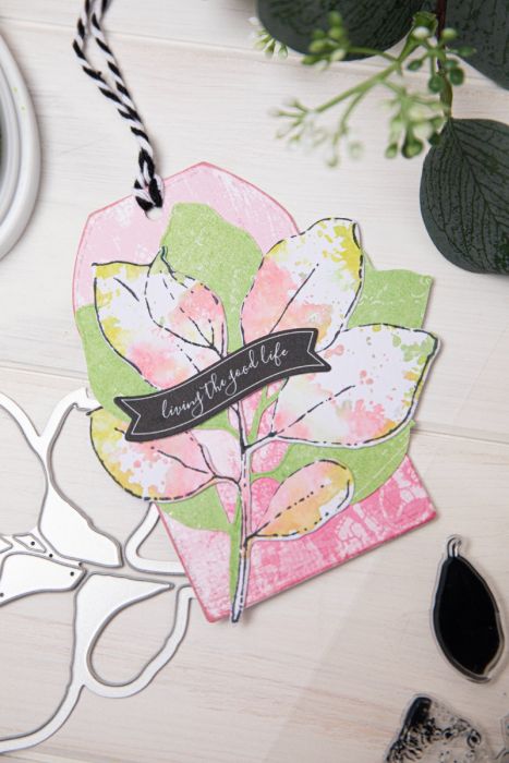 Sizzix - 49 & Market - Framelits dies & clear stamp - Painted pencil Leaves