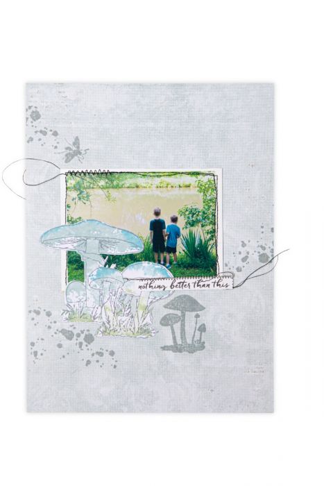 Sizzix - 49 & Market - Framelits dies & clear stamp - Painted pencil Mushrooms